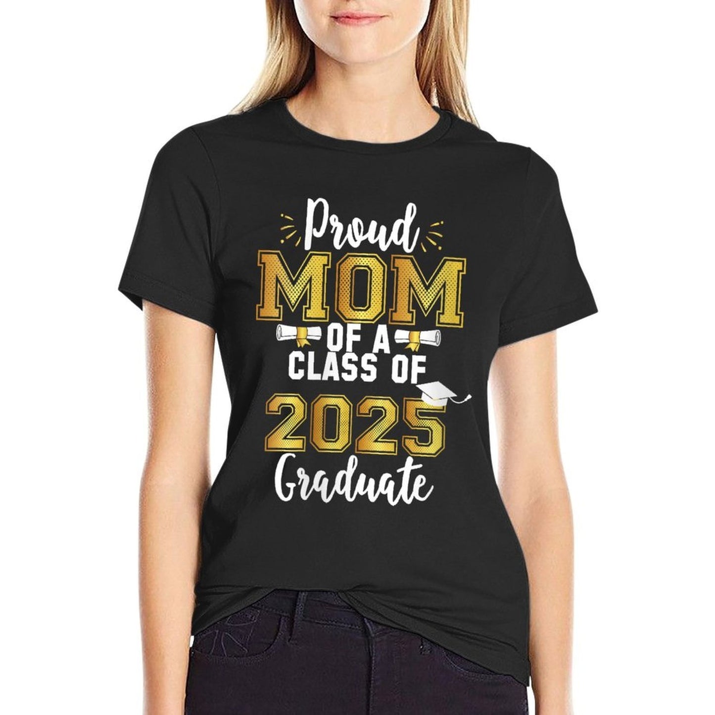 Womens Mom Senior 2025 Proud Mom Of A Class Of 2025 Graduate Mother  Eco-friendly Material T-Shirt