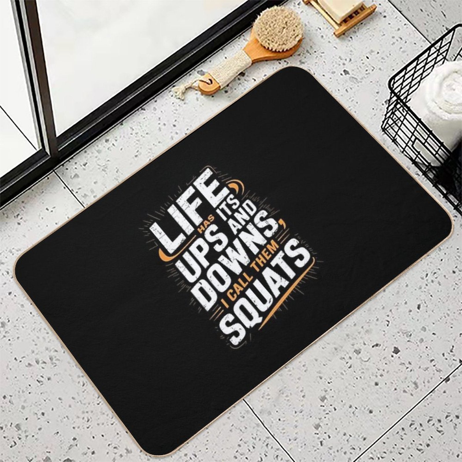 Fitness Gym Workout Weights Squat  Repositionable Bath Mat
