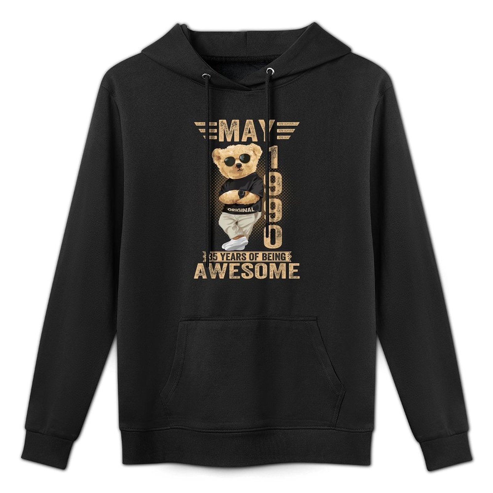 May 35th Birthday Men Women 1990 Awesome Teddy Bear Layering Staple Hoodie