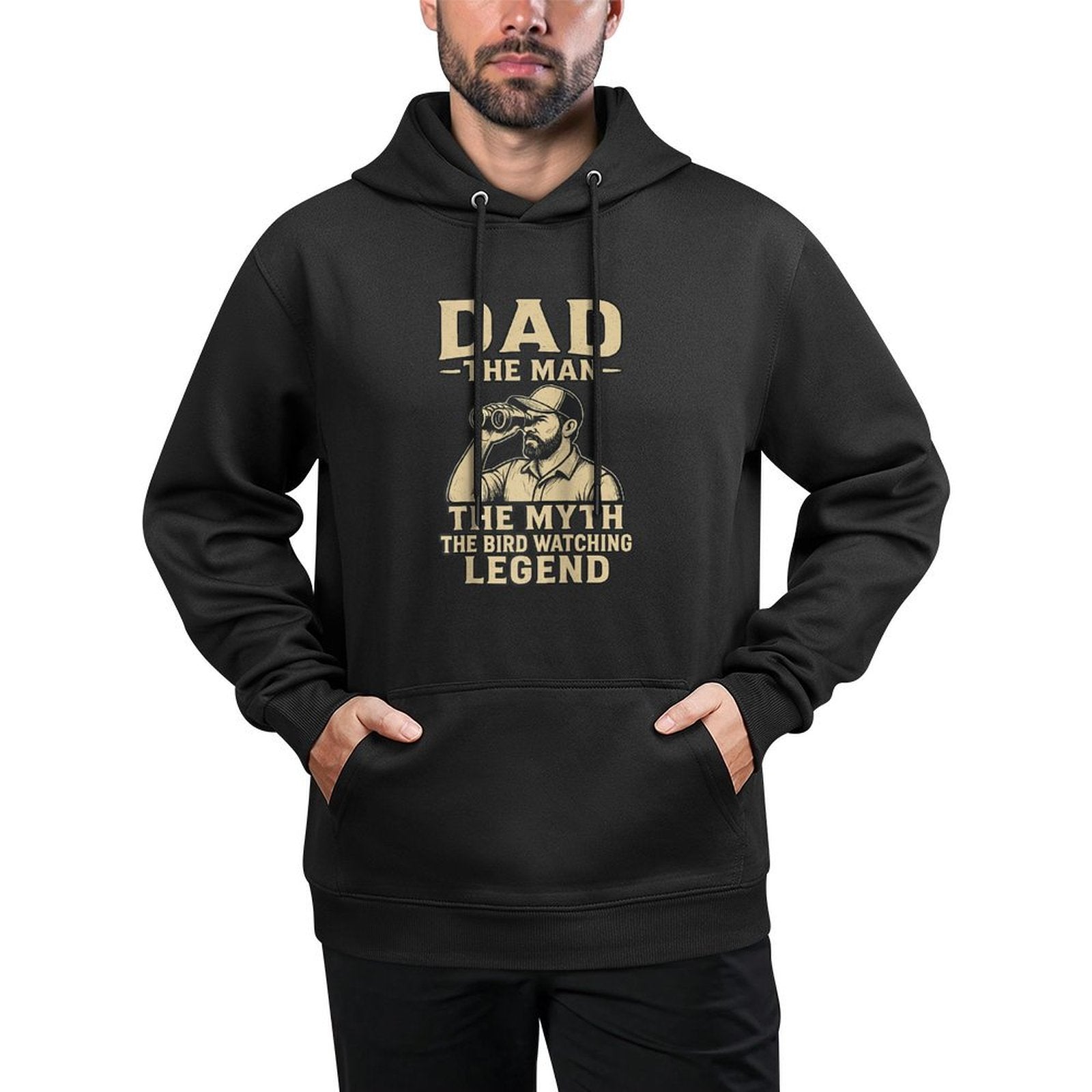 Mens Bird Watching Dad Ornithologist Bird Lover Daddy Fathers Day Raglan Baseball Adjustable Hood Hoodie