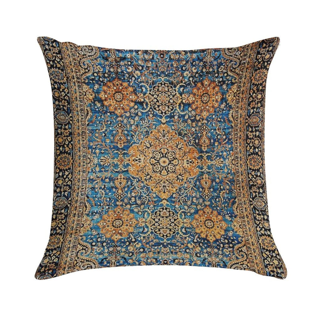 Antique Blue Persian Kirman Rug Print Soft Home Decor Throw Pillow