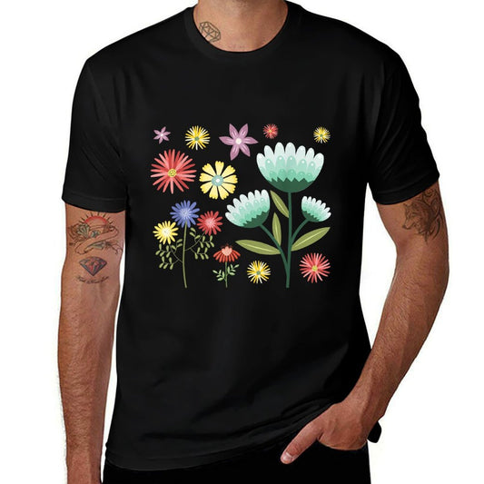 Vintage Inspired Botanical Flower  Summer-ready Fabric T-Shirt