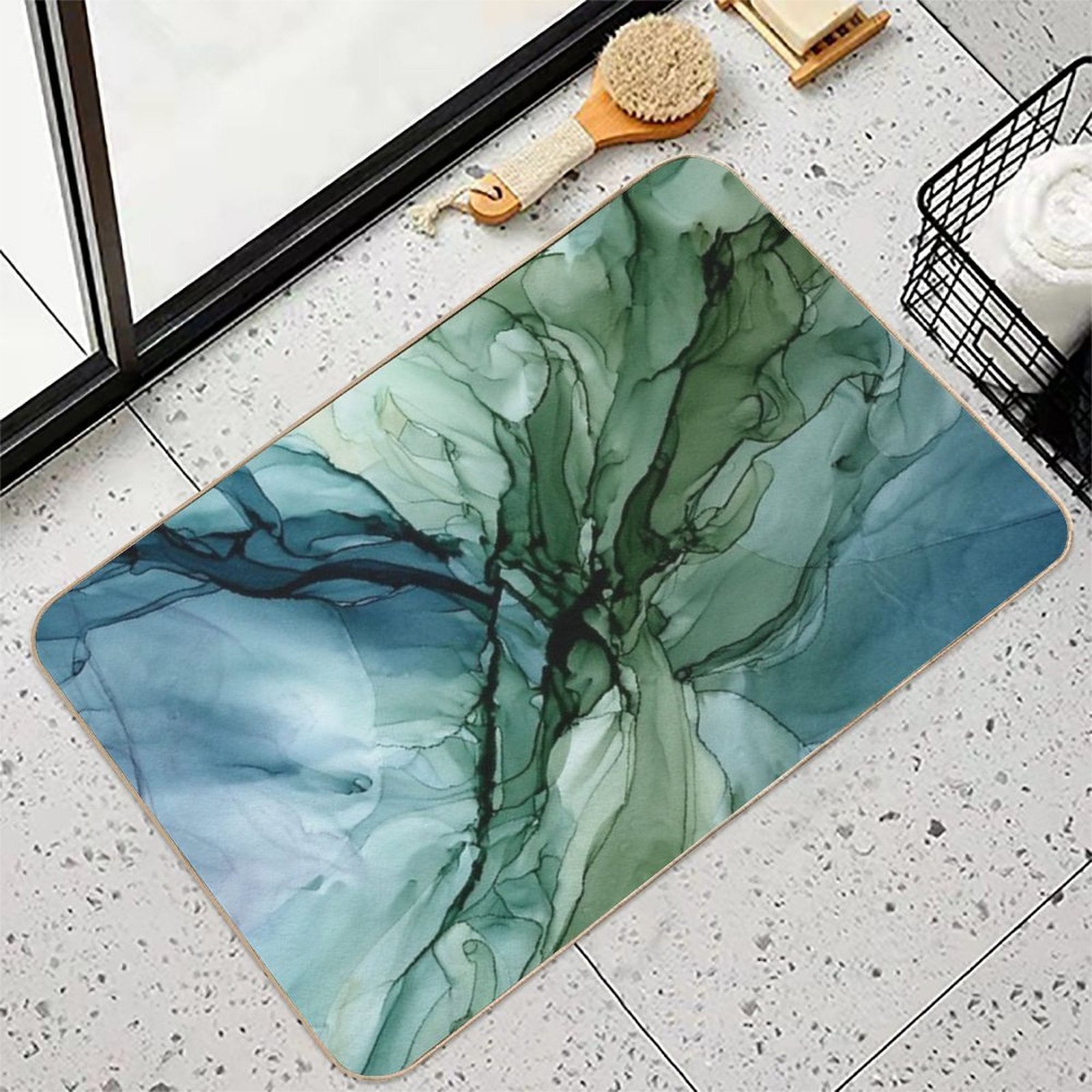 Nature Landscape Inspired Abstract Flow Painting 1  Rapid-Drying Bath Mat