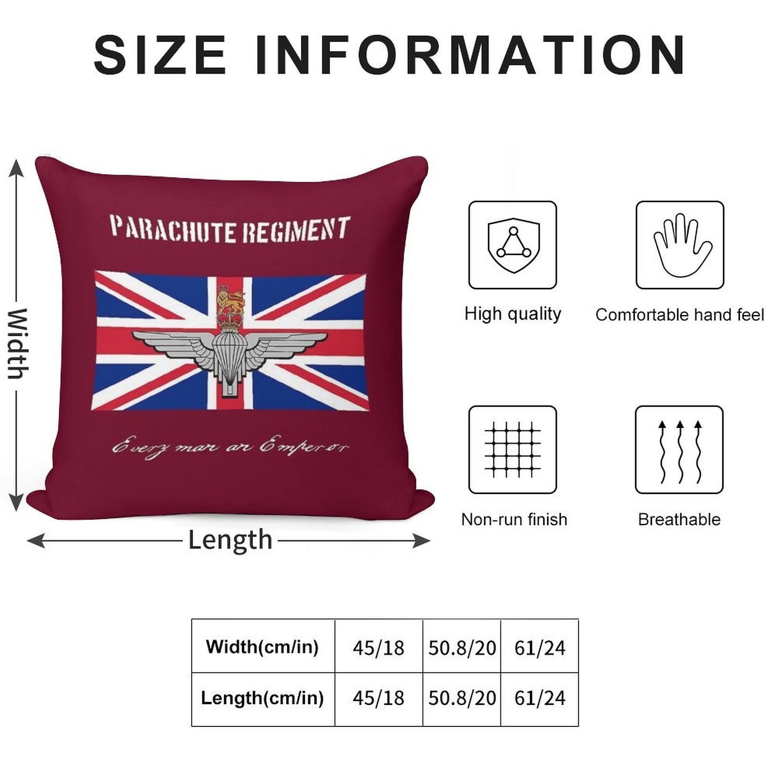 Parachute Regiment (UK) Every Man An Emperor Soft Warmth Comfort Throw Pillow