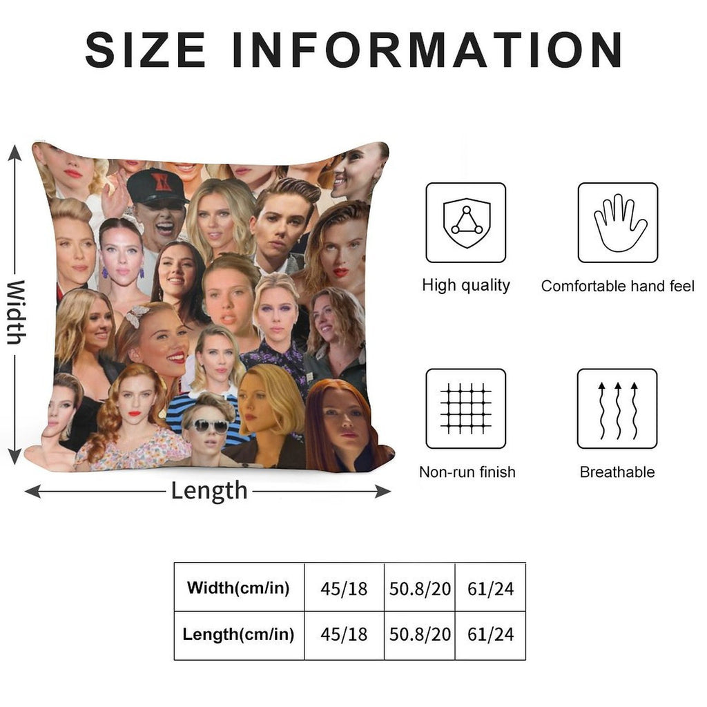 Scarlett Johansson Photo Collage Soft Reinforced Edging Throw Pillow