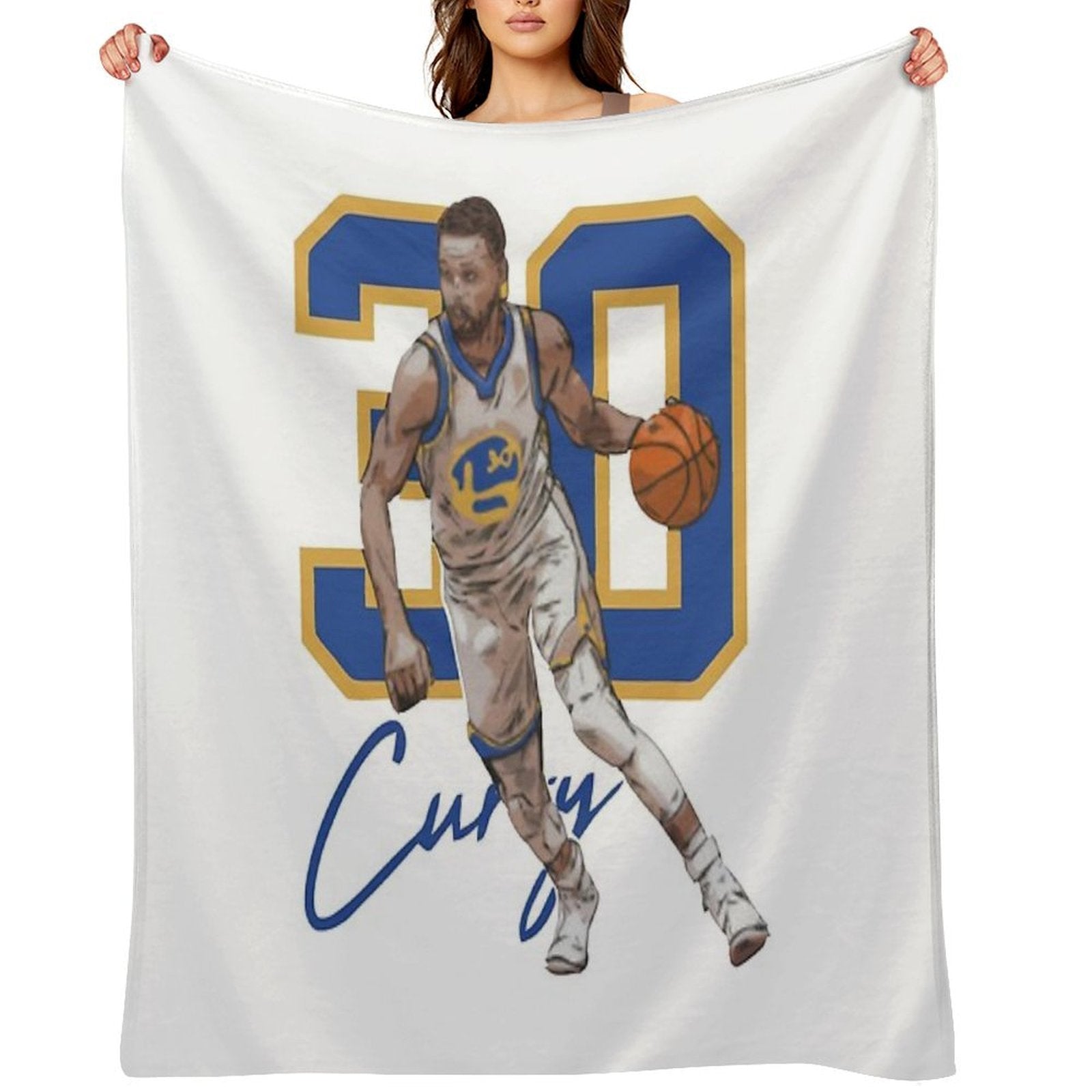 Stephen Curry Golden State Basketball Illustration Eco-conscious Throw Blanket