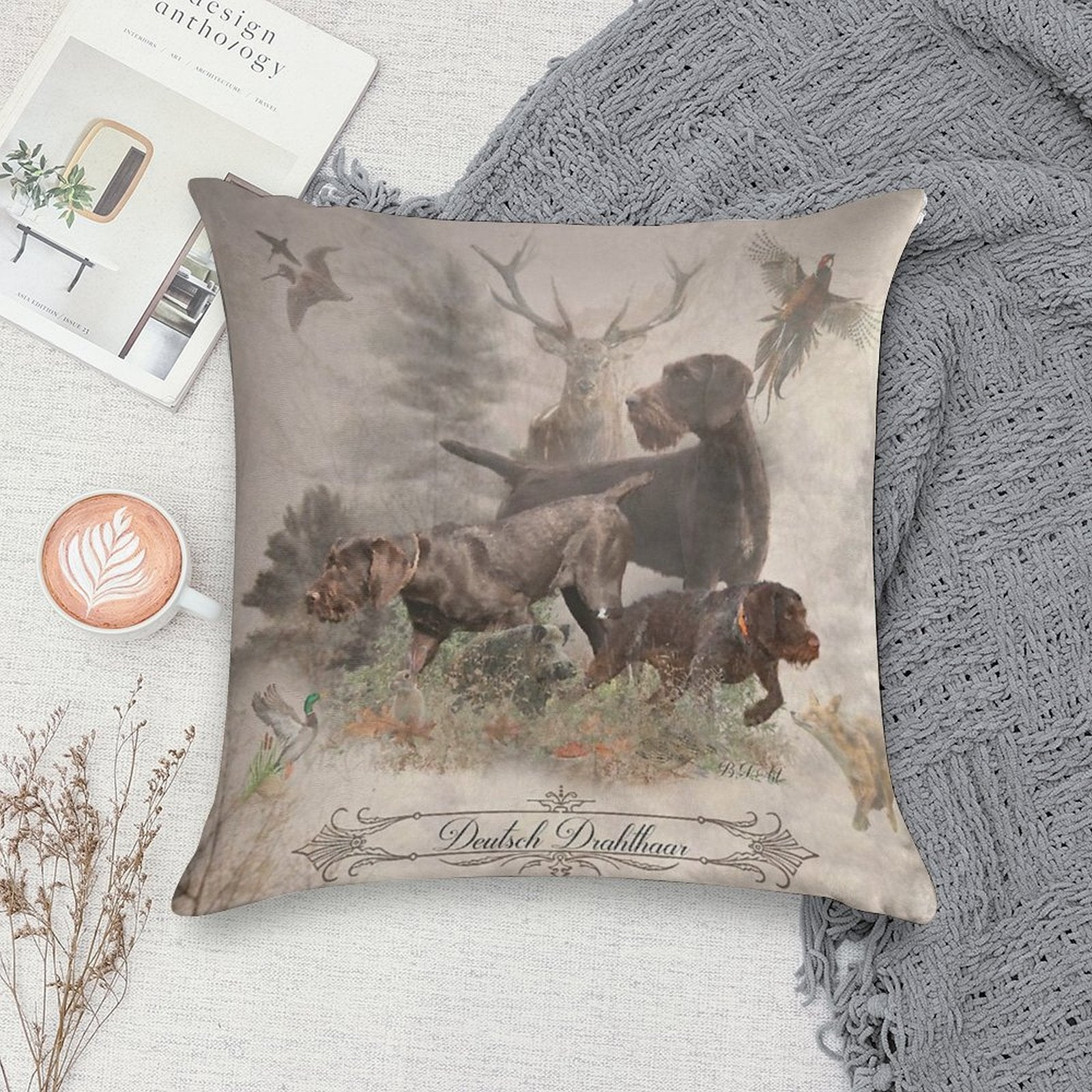 The German Wirehaired Pointers Soft Gift Ready Throw Pillow