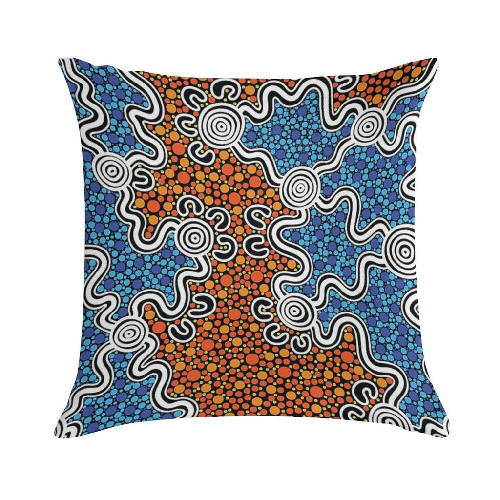 Authentic Aboriginal Art - Soft Luxury Feel Throw Pillow