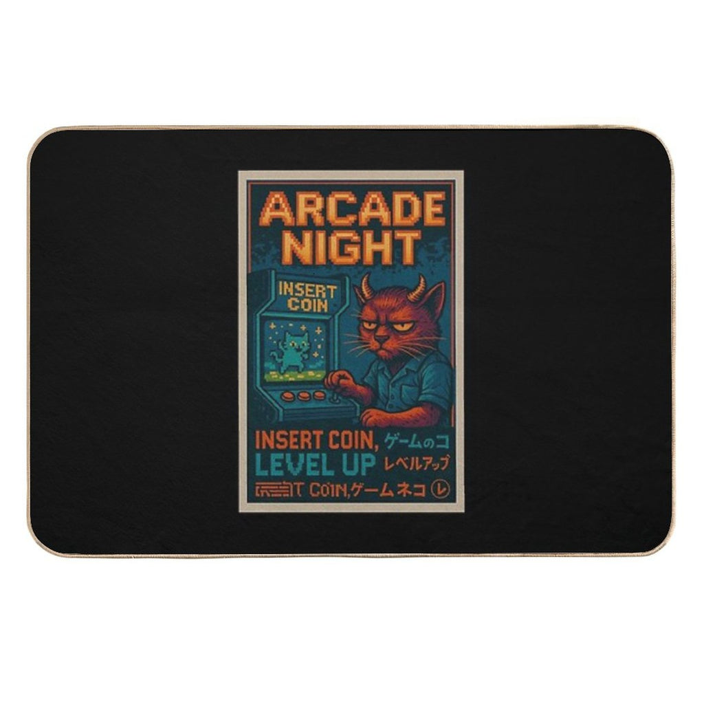 Arcade Night Leveling Up in Silence  Non-Slip Bath Mat