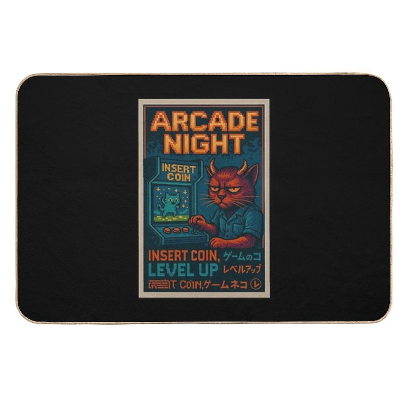 Arcade Night Leveling Up in Silence  Non-Slip Bath Mat
