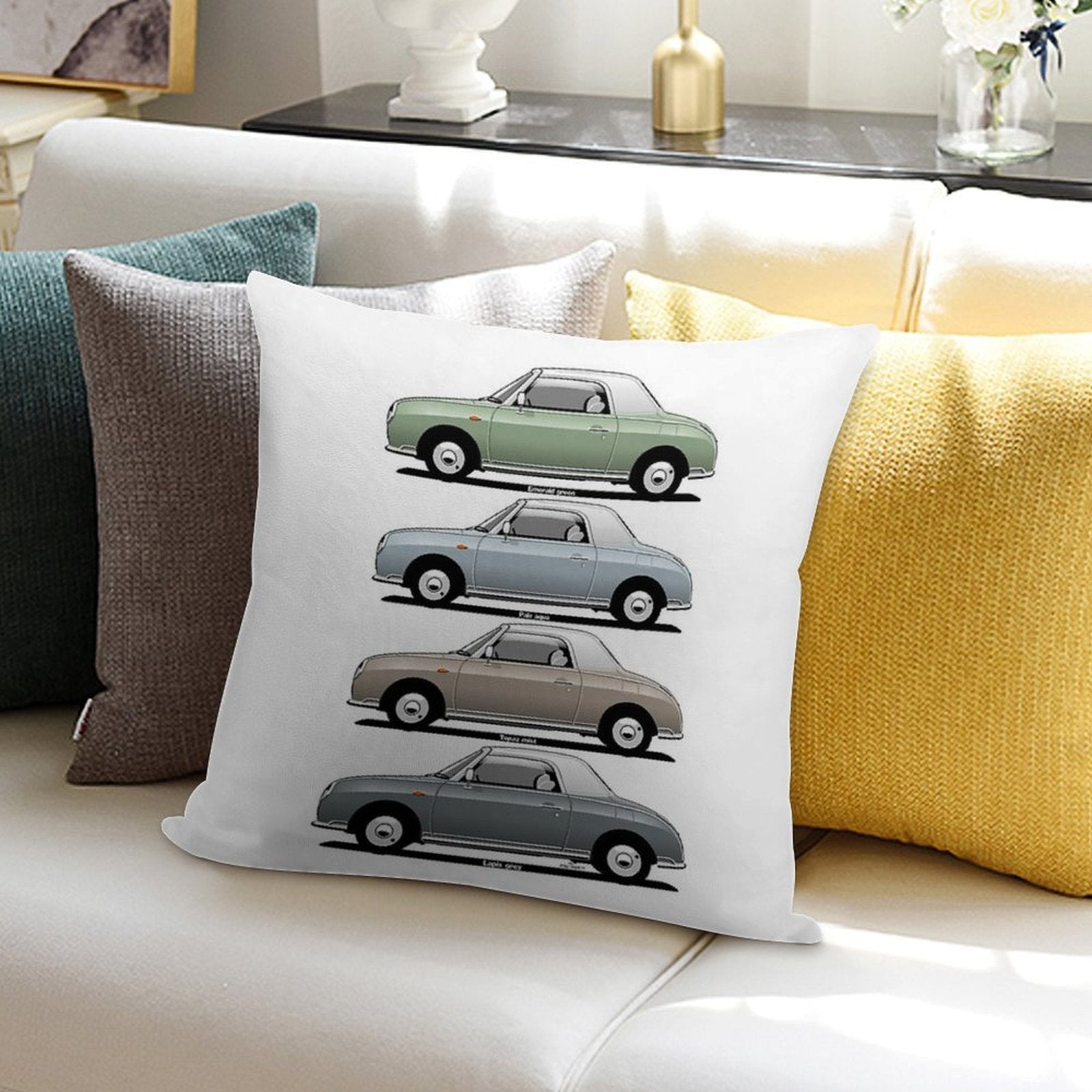 Nissan Figaro Side View Soft Gift Ready Throw Pillow