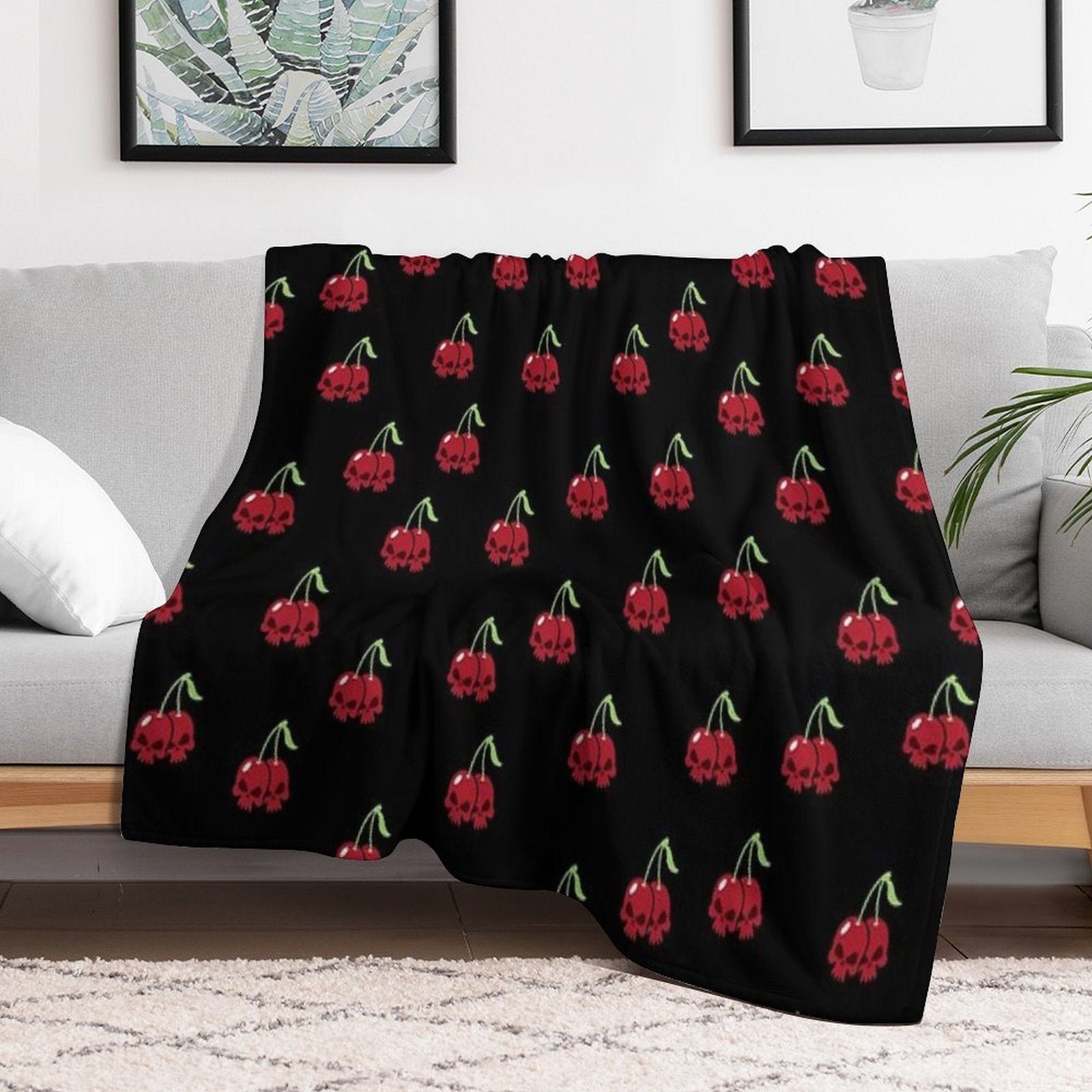 Cherry Skulls Shrink-resistant Throw Blanket
