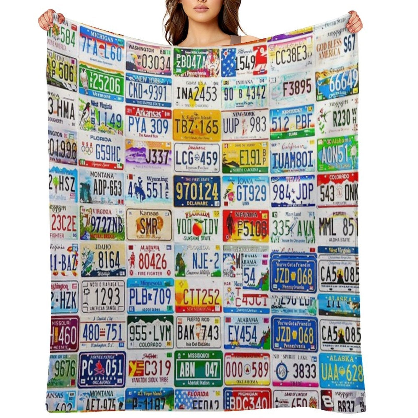 Licence Plate Wall Machine-washable Throw Blanket