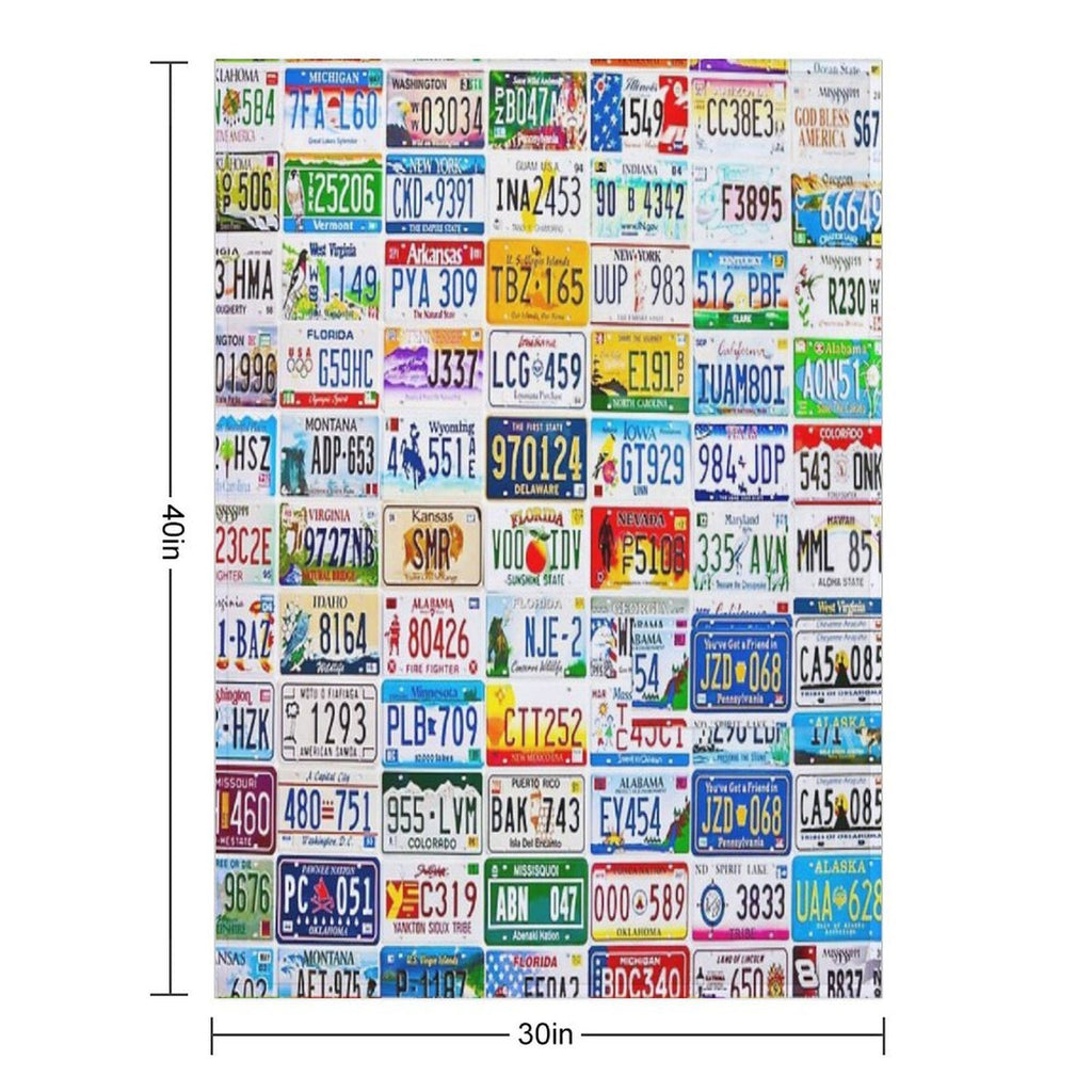Licence Plate Wall Machine-washable Throw Blanket