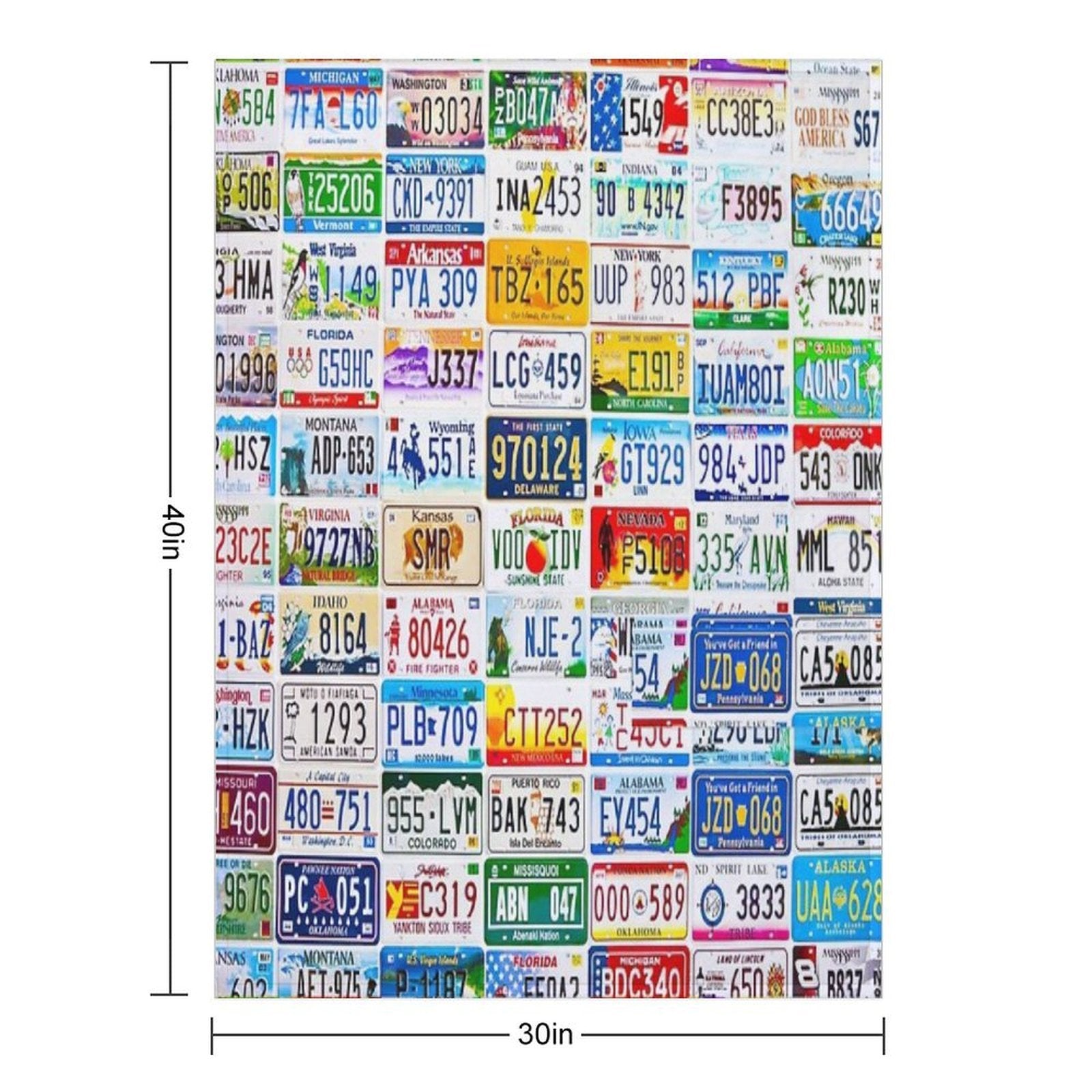 Licence Plate Wall Machine-washable Throw Blanket