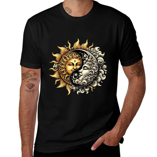 Sun And Moon Yin Yang  Oversized Silhouette T-Shirt