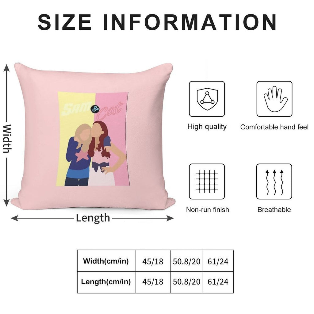 Sam And Cat Drawing Soft Reinforced Edging Throw Pillow