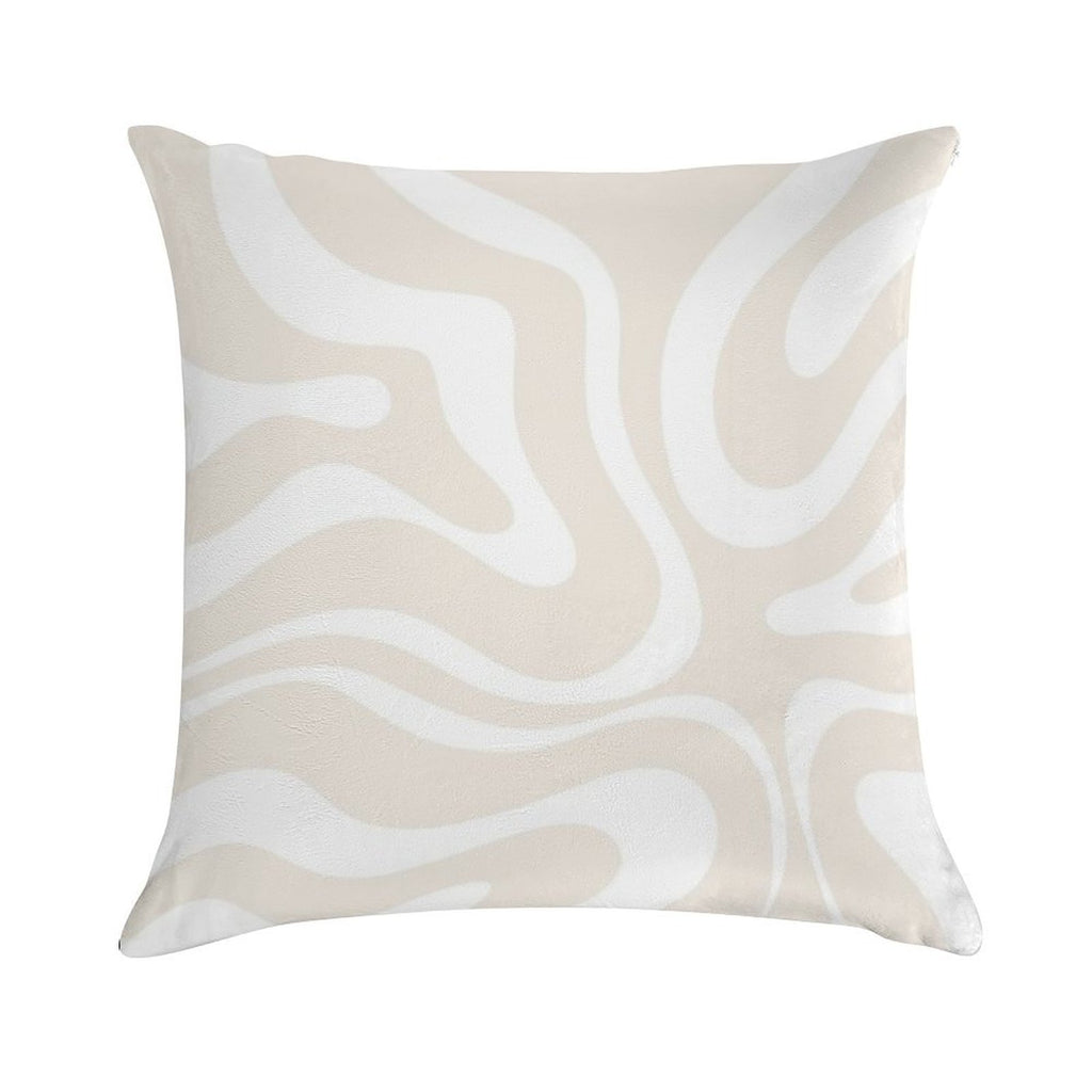 Liquid Swirl Modern Abstract Pattern in Light Ecru Beige And White Soft Home Decor Throw Pillow