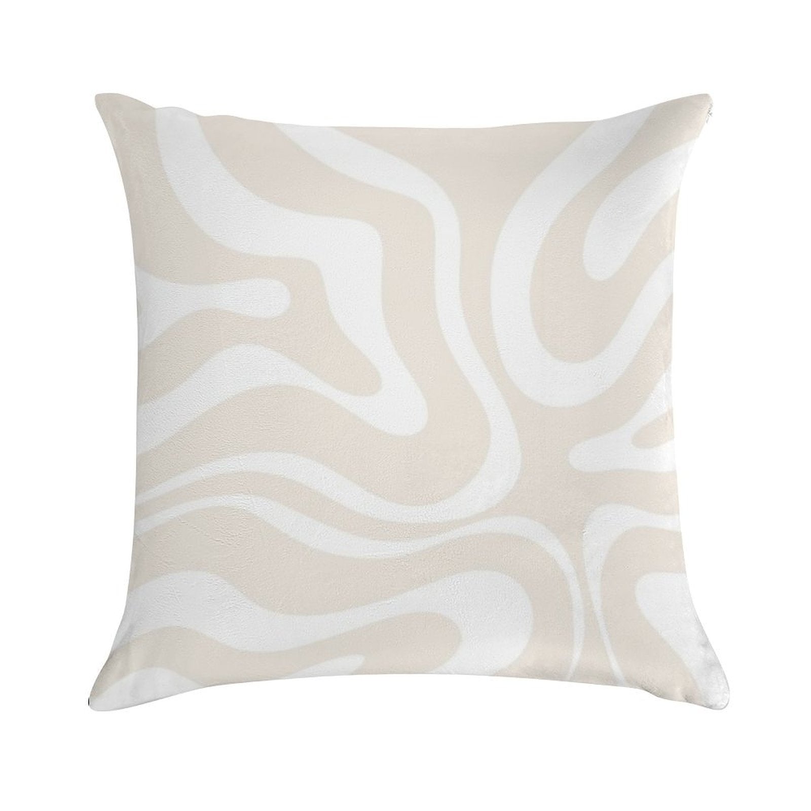 Liquid Swirl Modern Abstract Pattern in Light Ecru Beige And White Soft Home Decor Throw Pillow