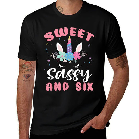 Sweet Sassy And Six Unicorn 6th Birthday Girls 6 Year Old  Eco-friendly Material T-Shirt