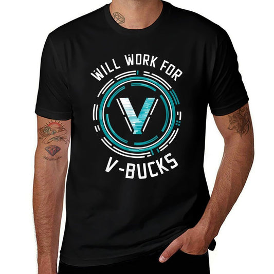 Will Work for V-Bucks Battle Royale Gamer  Trendy Pattern T-Shirt