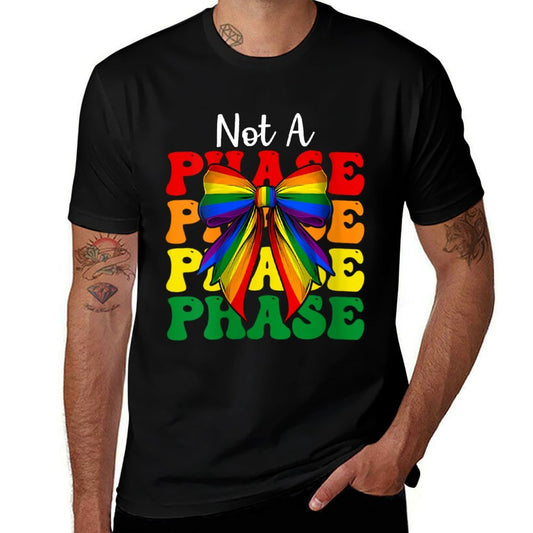 Womens Gay Pride Rainbow LGBTQ Girl Coquette Bow Not A Phase  Easy-care T-Shirt