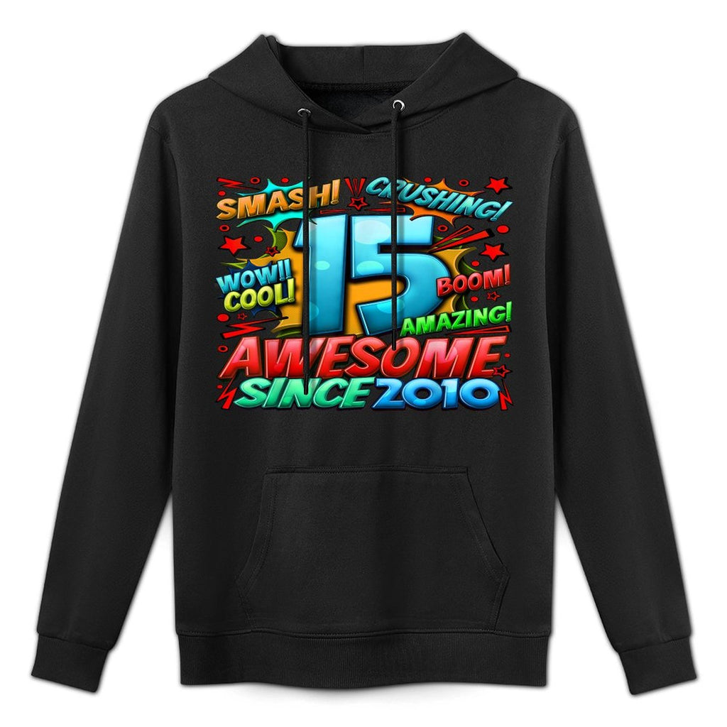 New Comic Style Birthday Gifts 2025 For Boys 15th Birthday Boy Unisex-Kids Black Small Crew Neck Pilling-Resistant Hoodie
