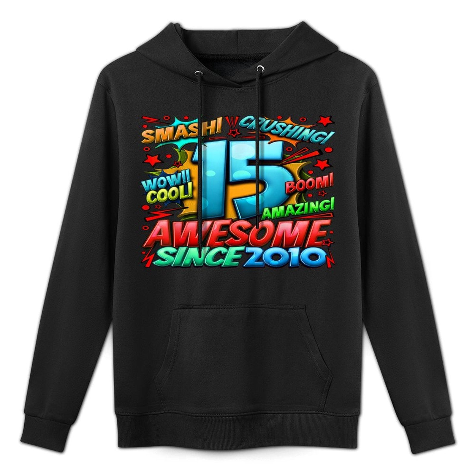 New Comic Style Birthday Gifts 2025 For Boys 15th Birthday Boy Unisex-Kids Black Small Crew Neck Pilling-Resistant Hoodie
