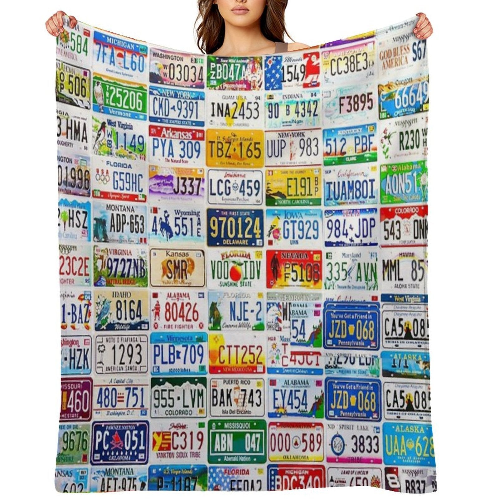 Licence Plate Wall Machine-washable Throw Blanket