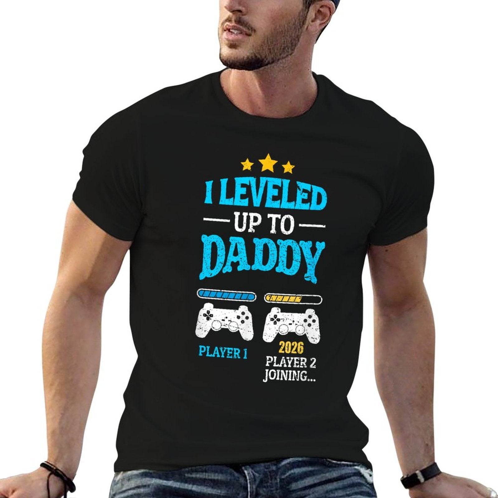 New Dad Fathers Day Leveled Up To Daddy 2026 Level Unlocked  Oversized Silhouette T-Shirt