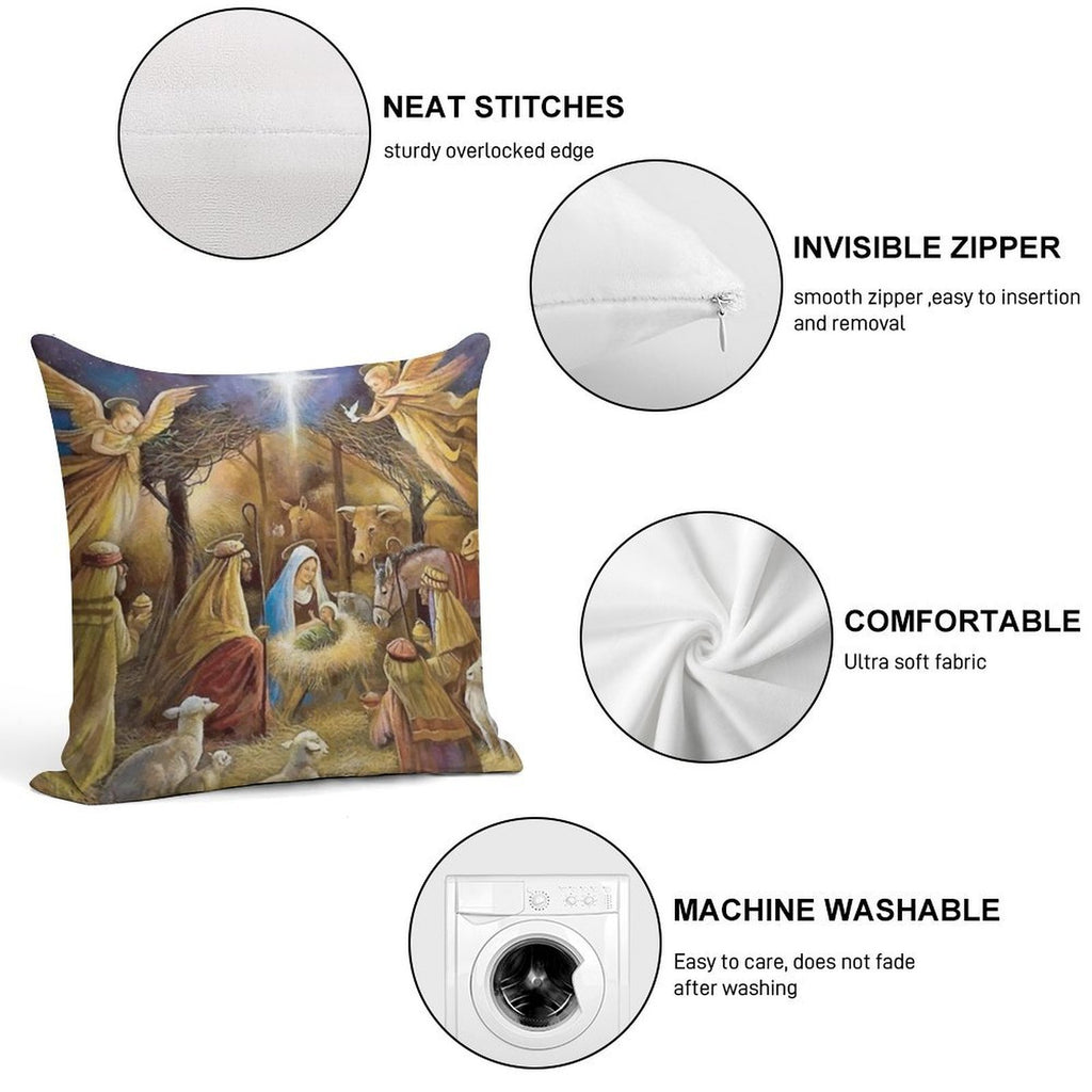 Christian Christmas Nativity Soft Multiple Sizes Throw Pillow