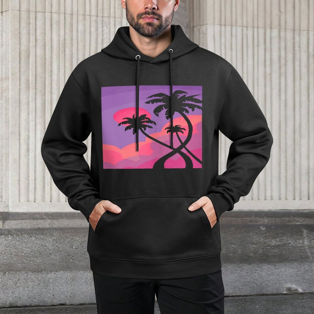 Threadless Waynem Twilight Palms Graphic Relaxed Fit Hoodie