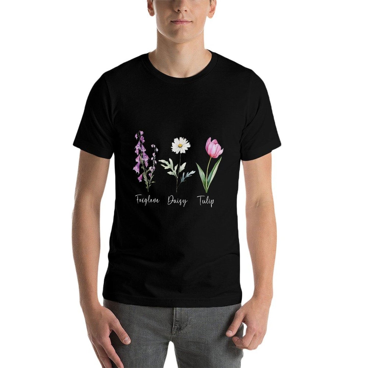 Subtle Floral Anti Trump Flowers Foxglove Daisy Tulip  High-quality Stitching T-Shirt