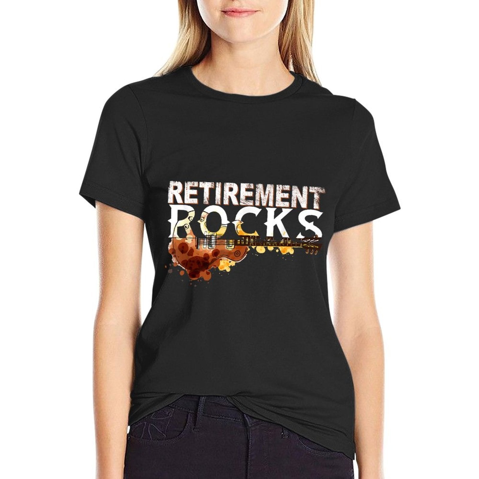 Retirement Rocks Guitar Old Rockers Retired  Fade-proof Color T-Shirt