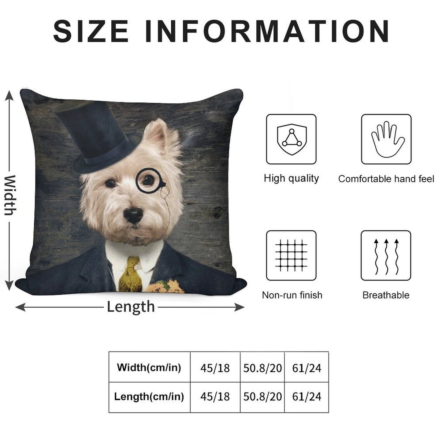 Westie Dog Art - Sir Bunty Soft Short Plush Fabric Throw Pillow