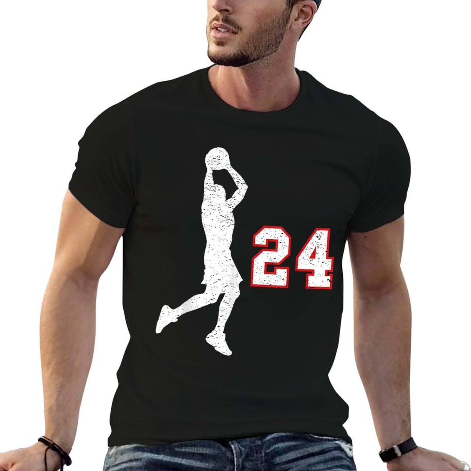 Basketball Player Number 24 for Basketball Fans  Slim-fit Cut T-Shirt