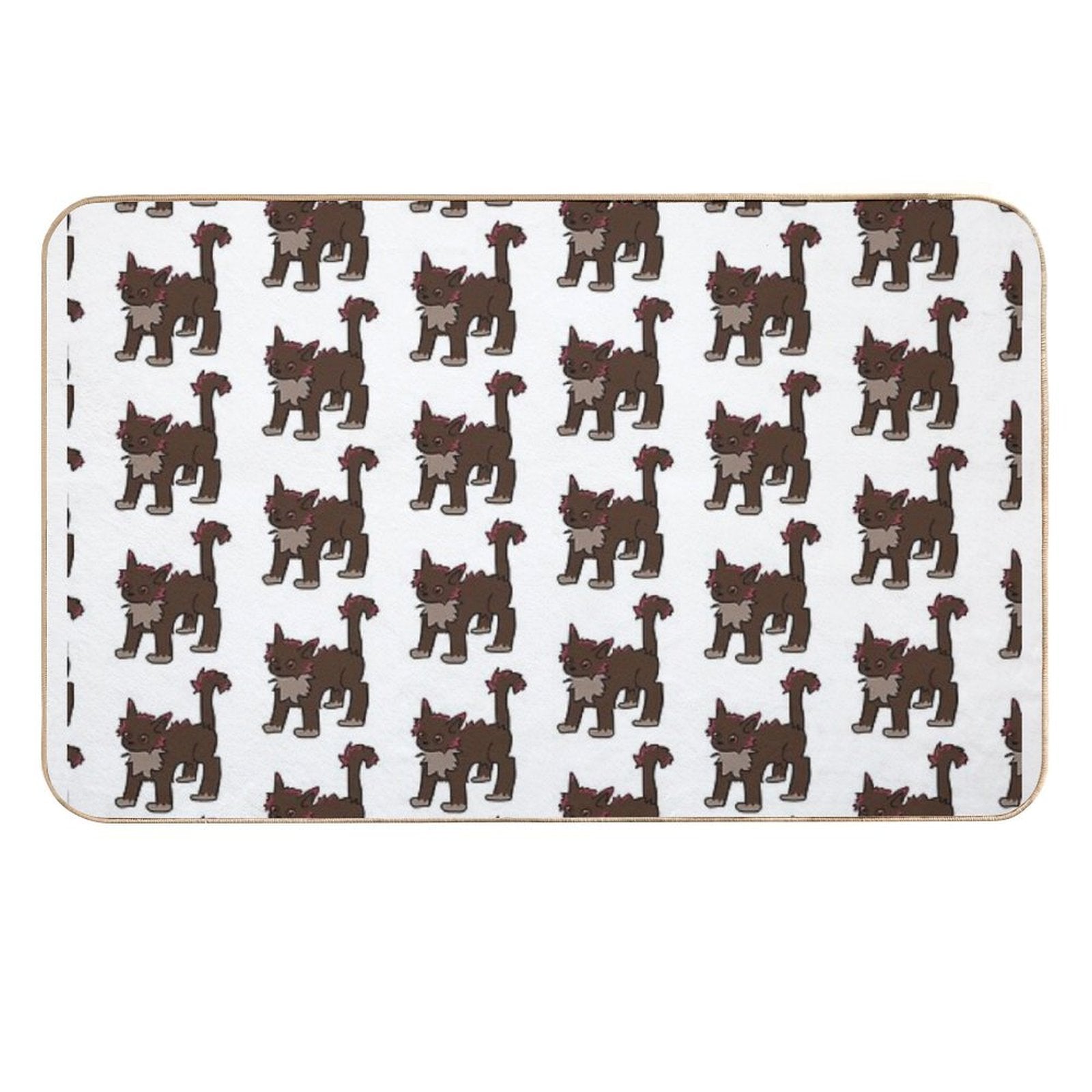 Spooked Brown Cat with Pink Highlights  Easy Maintenance Bath Mat