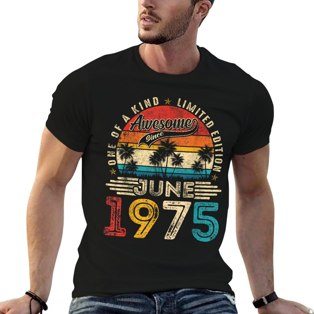 Awesome Since June 1975 Vintage Men Women 50th Birthday Dad  Trendy Pattern T-Shirt