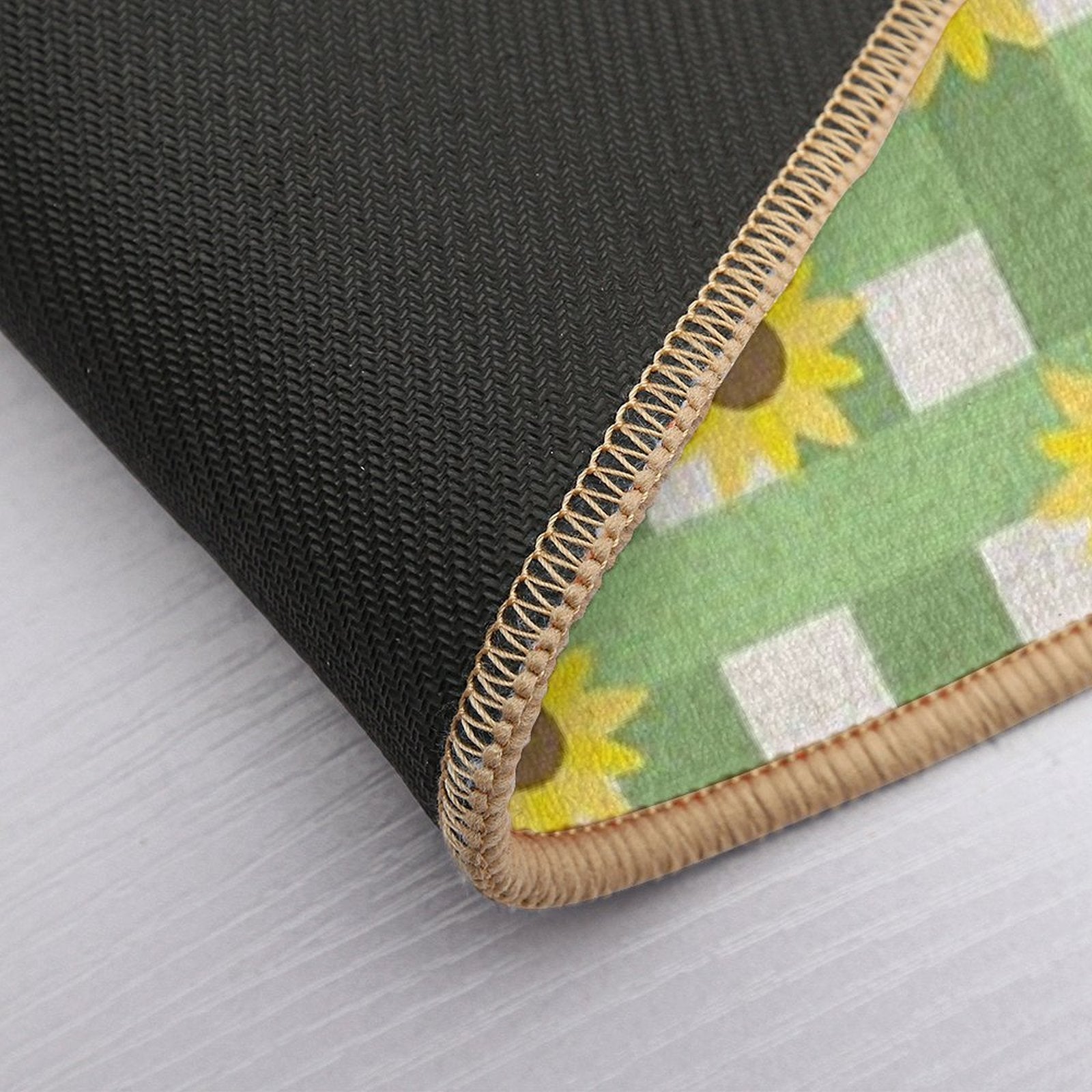 Sunflower Gingham Pattern Durable Bath Mat