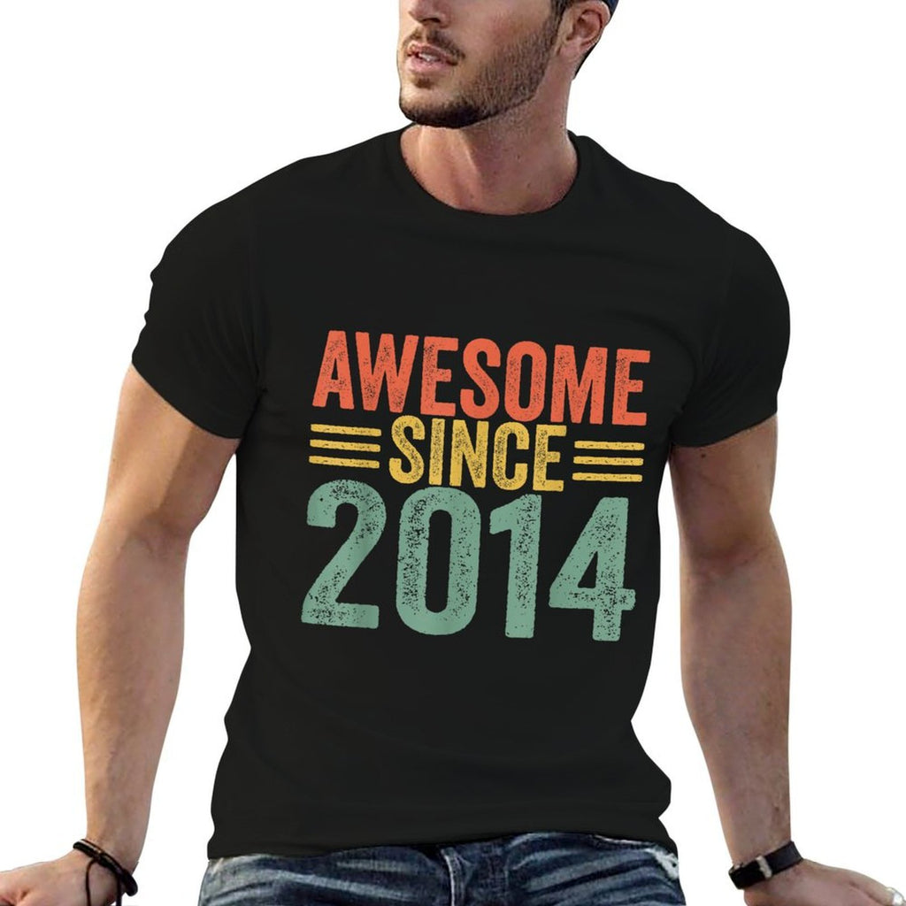 Awesome Since 2014 10th Birthday Retro 10 Years Old Boy Mens  Oversized Silhouette T-Shirt