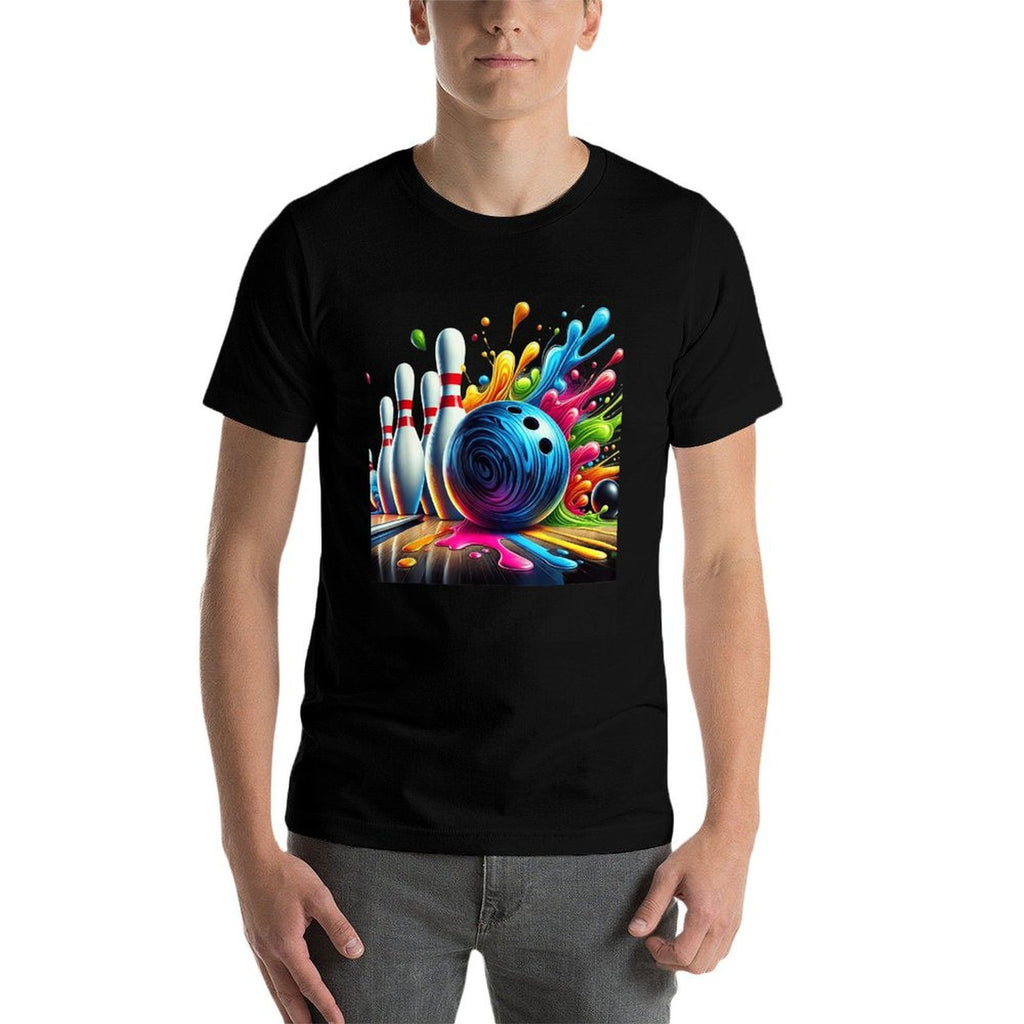 Colorful Bowling Crew Tie Dye Graphic Men Women Bowler  Wrinkle-resistant T-Shirt