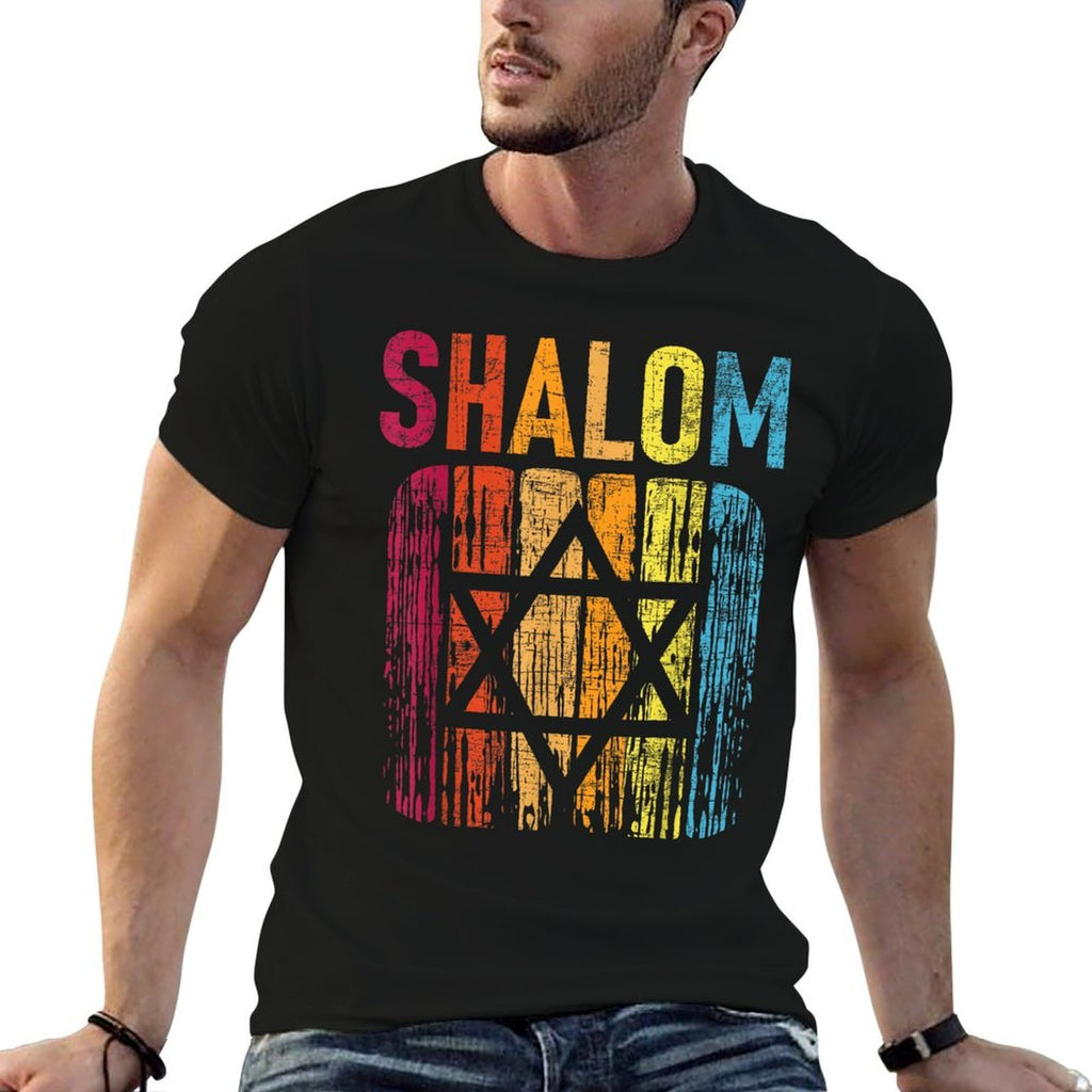 Shalom - Retro Star Of David Jewish Peace Hebrew Israelites  Fade-proof Color T-Shirt