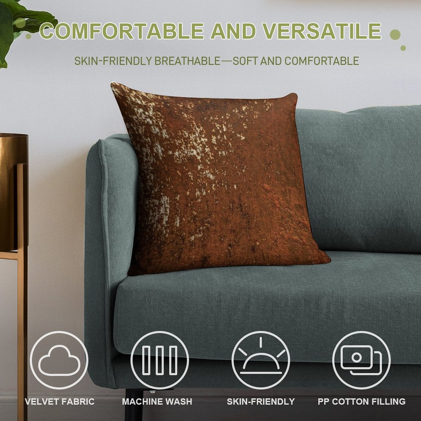 Rust 3 Soft Anti-Pilling Throw Pillow