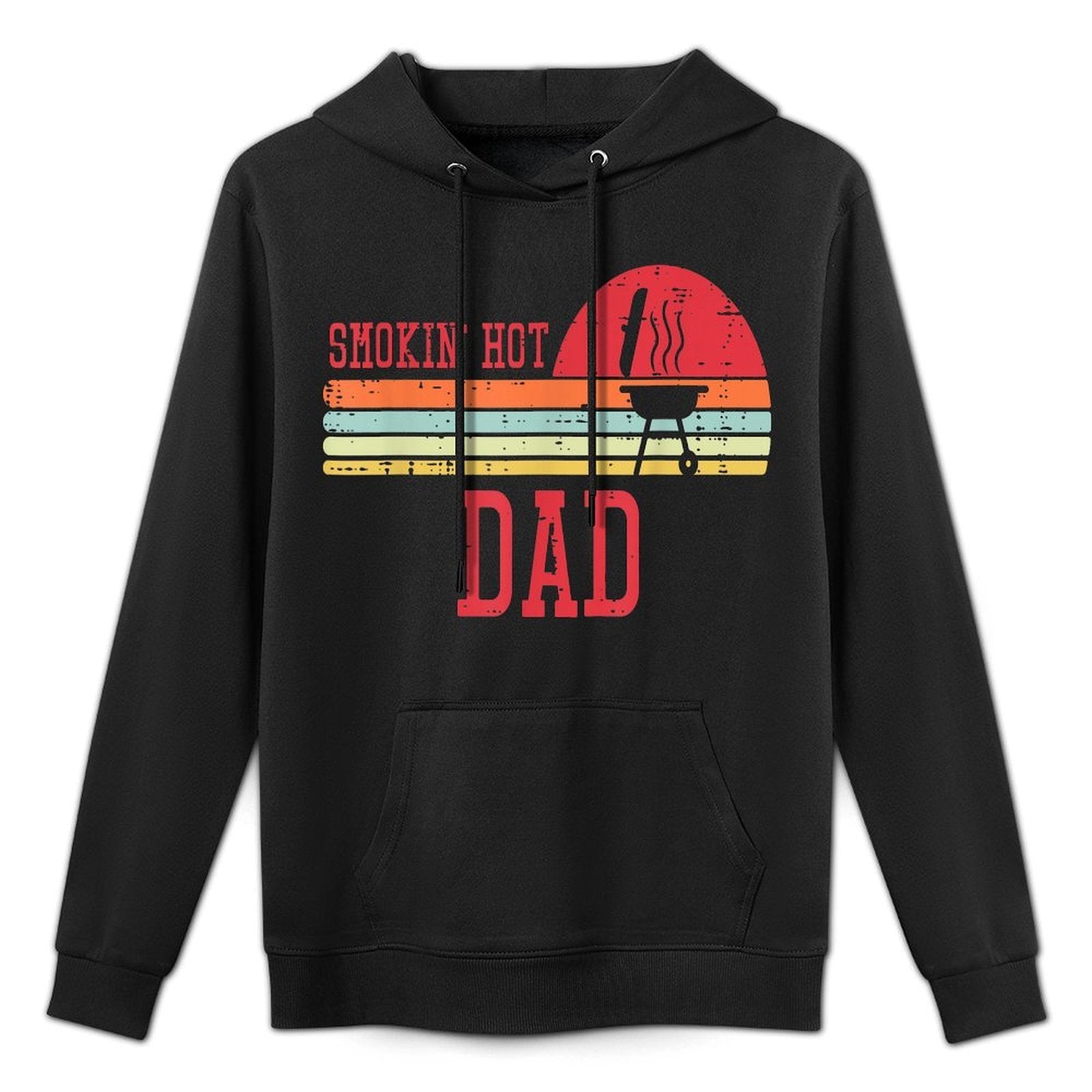 Smokin Hot Dad Chest Sunset Retro Grill Bbq Daddy Papa Men Colorfast Hoodie