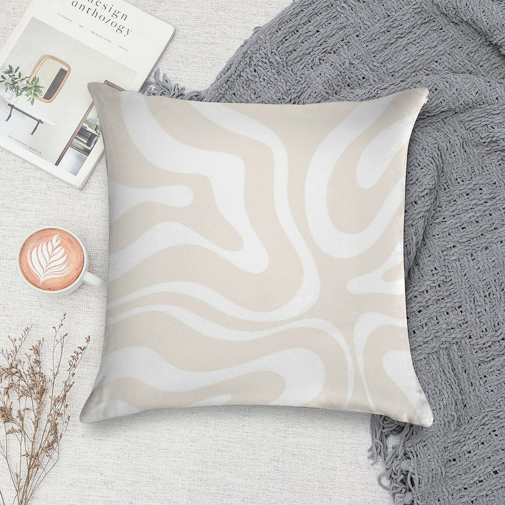 Liquid Swirl Modern Abstract Pattern in Light Ecru Beige And White Soft Home Decor Throw Pillow