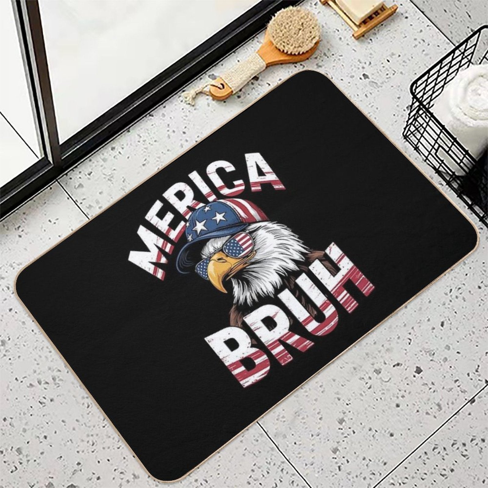 Bruh Fourth 4th Of July Eagle American Patriotic  Fade-Resistant Bath Mat