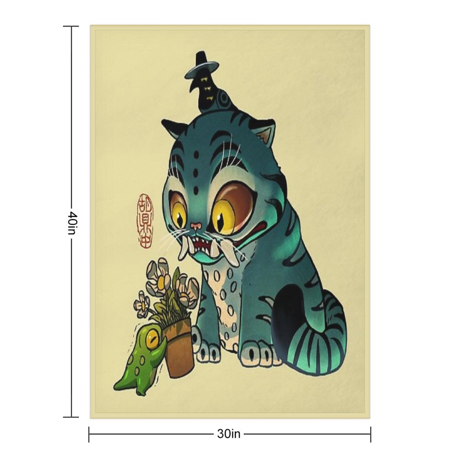Korean Tiger And Magpie Derpy And Sussie Demon Hunters KPop Asian Fantasy Frog Illustration Shrink-resistant Throw Blanket