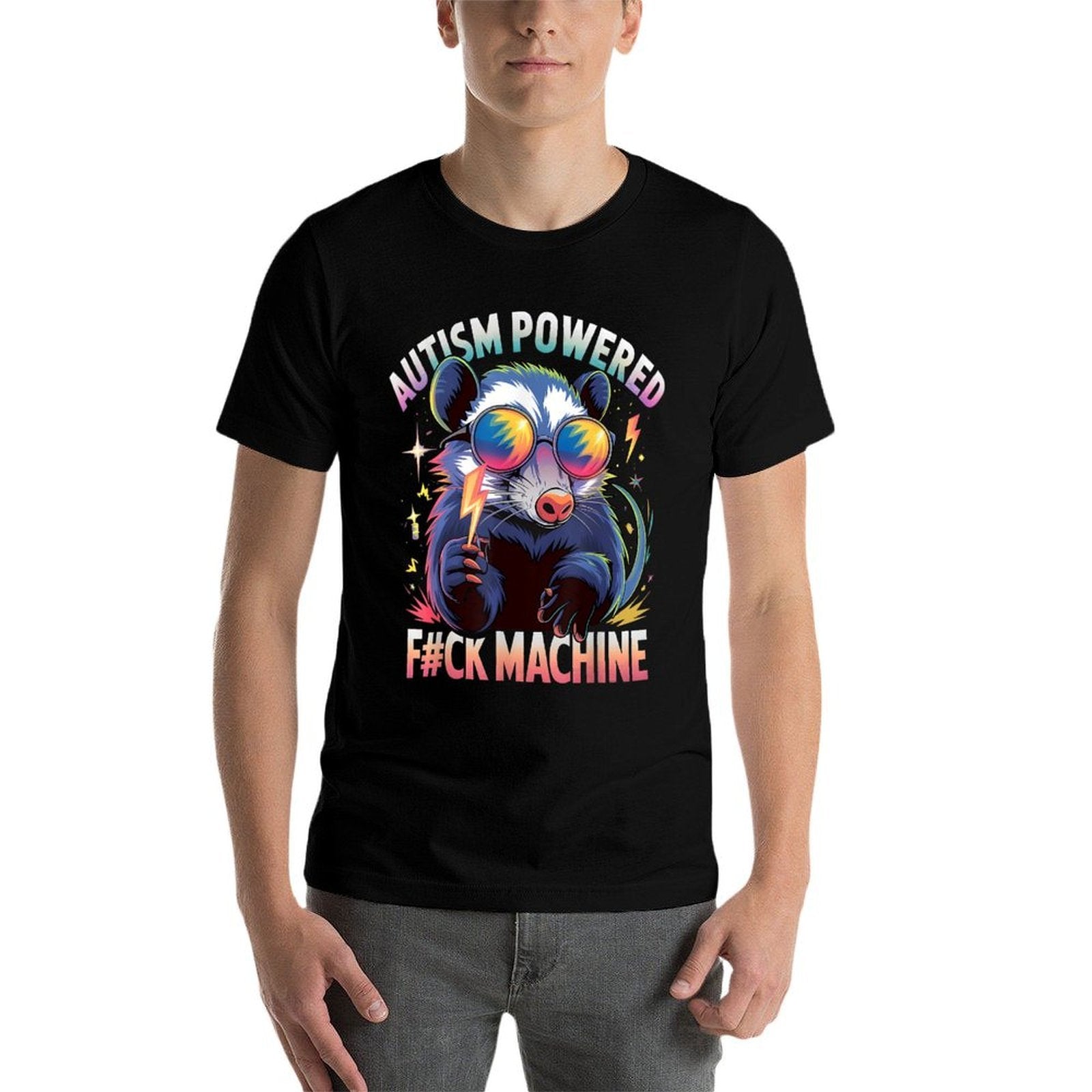 Autism Powered F#ck Machine Funny Meme Opossum Autistic Comfortable T-Shirt