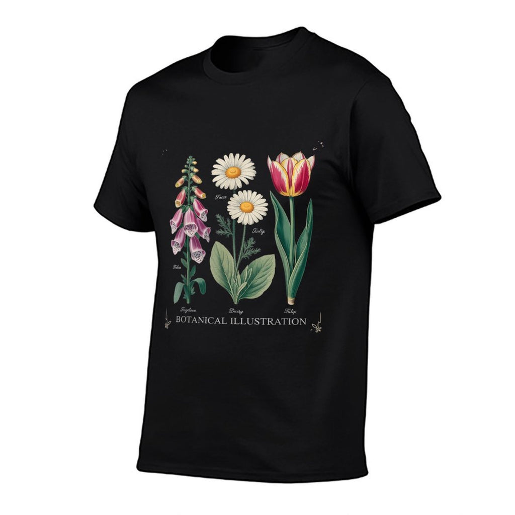 Foxglove Daisy Tulip Spring Bloom Botanical Artwork  High-quality Stitching T-Shirt