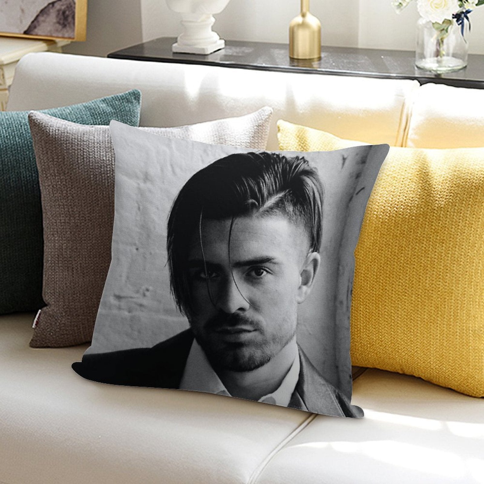 Jack Grealish Black And White Soft Easy Maintenance Throw Pillow